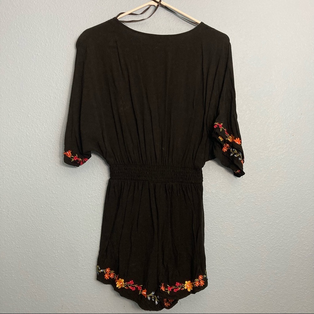 Forever 21 Embroidered Tie Romper - Black - Small - Picture 5 of 6